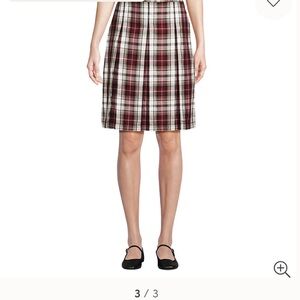 Lands' End School Uniform Box‎ Pleat Skirt Garnet Khaki Plaid Size 2 NEW